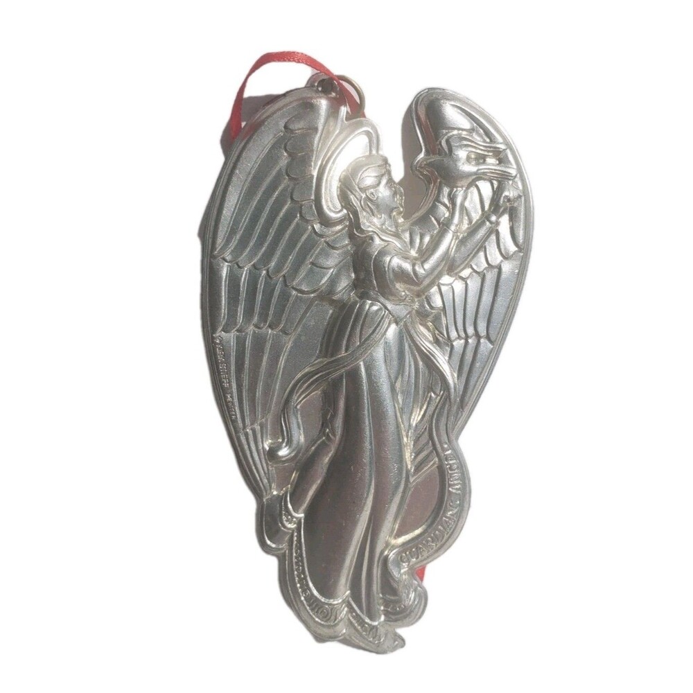 Vintage Kirk Stieff Pewter Guardian Angel Christmas Ornament EUC
